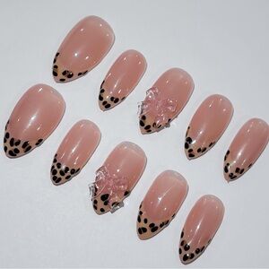 Pink Leopard Print Gel-X Press-On Nails